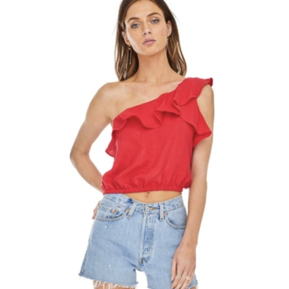 Astr the Label One Shoulder Ruffle Top, Small